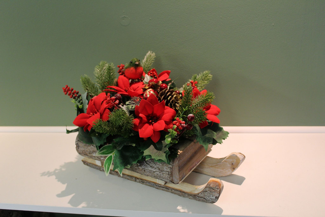 Festive Sleigh Arrangement – Artificial Flowers