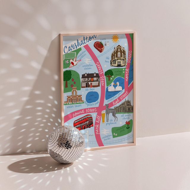 Carshalton Illustrated Map Print