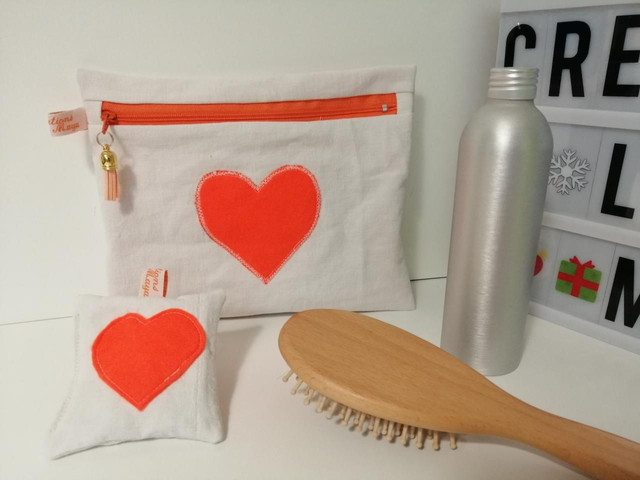 Pochette zippée M en coton (sachet de lavande assorti offert) 