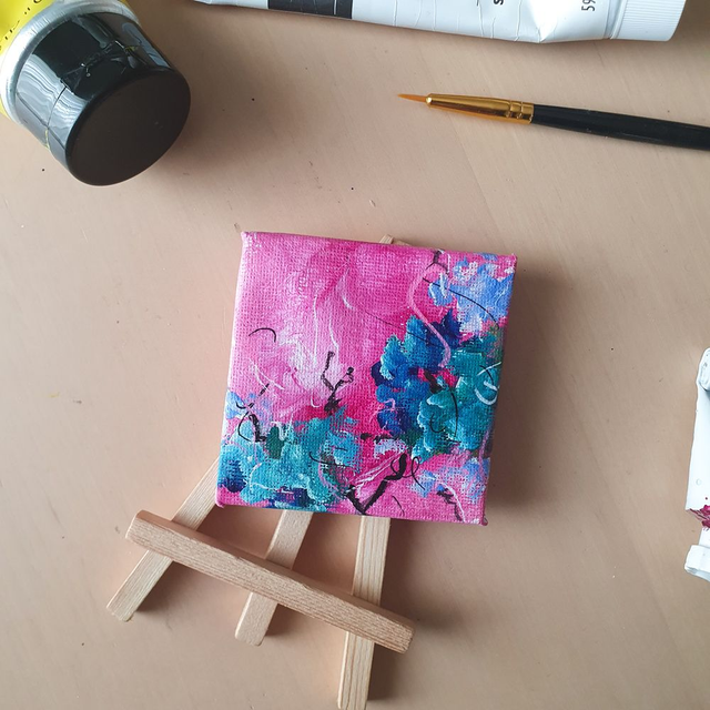 Mini-schilderij op ezeltje 001