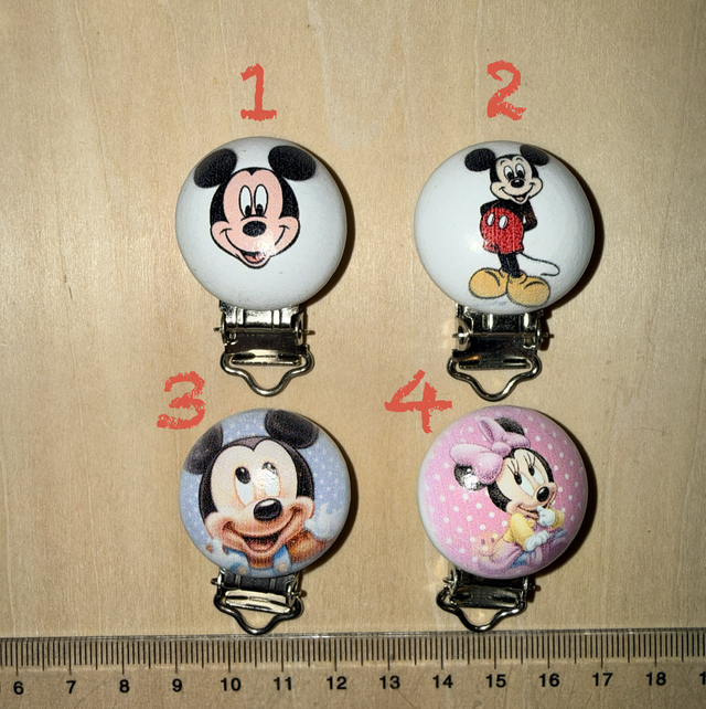 Clip Mickey et Minnie bois 3 cm
