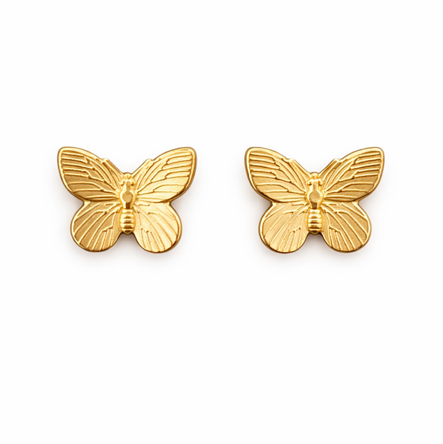 Pendientes acero dorado mariposa 