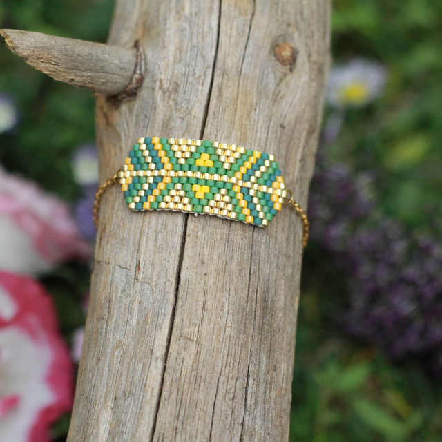 Bracelet doré kaki jaune#1