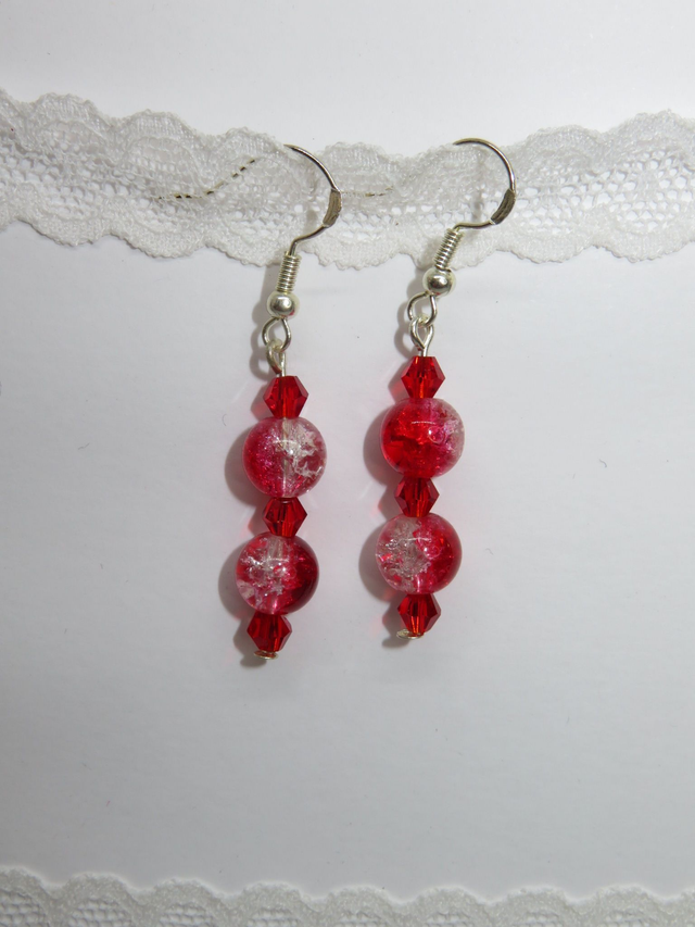 Boucle d'oreille pendante verre et cristal