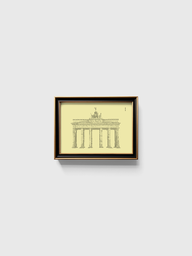 A4 Schreibmaschinenbild Brandenburger Tor in Schwarz auf Elfenbein