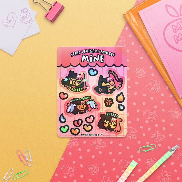 Planche de Stickers Holo ♡ Série Emotes - Mine