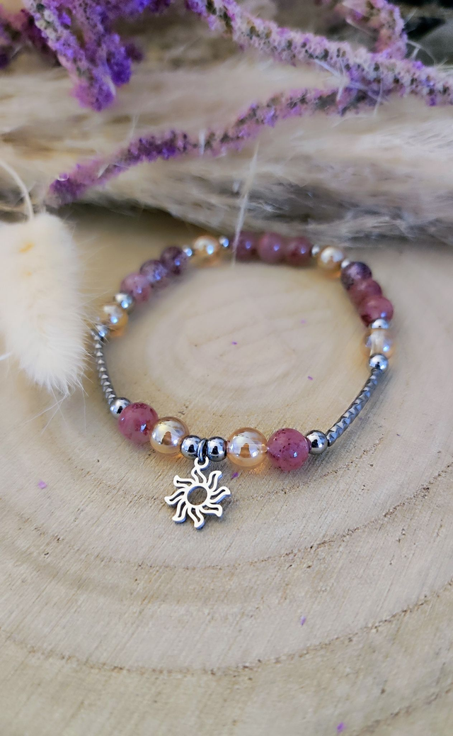 Bracelet "Épanouissement et Joie" Quartz fraise