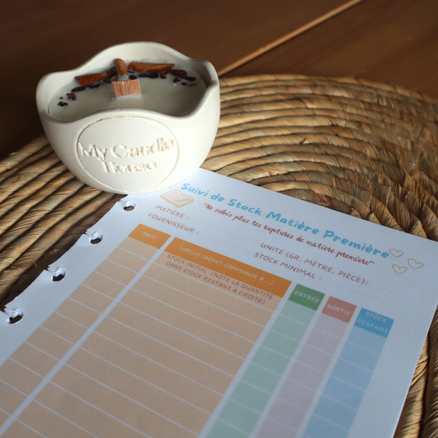 Recharge 24 Suivis de Stock Matières Premières + Recharge bougie (en option)