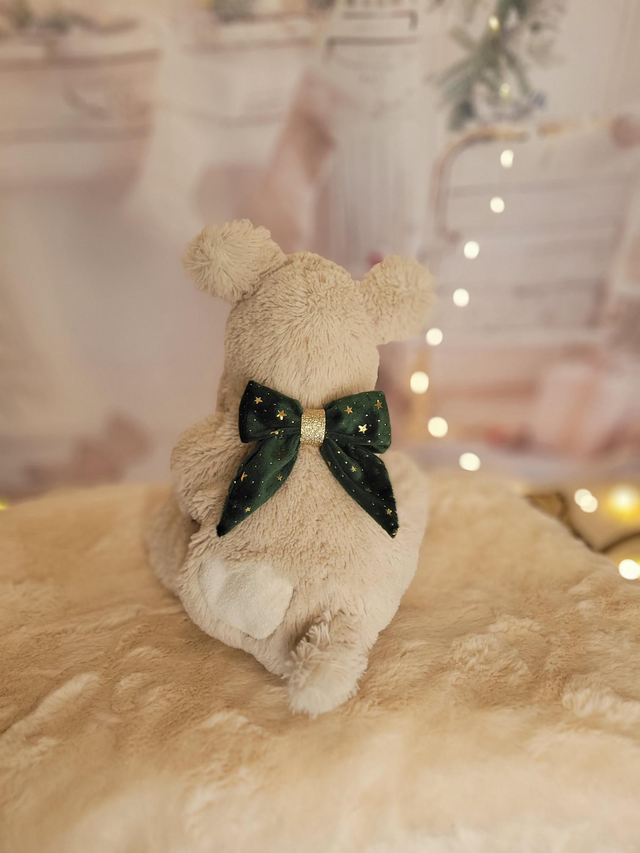 Barrette grand noeud vert et étoiles dorées 🌟 