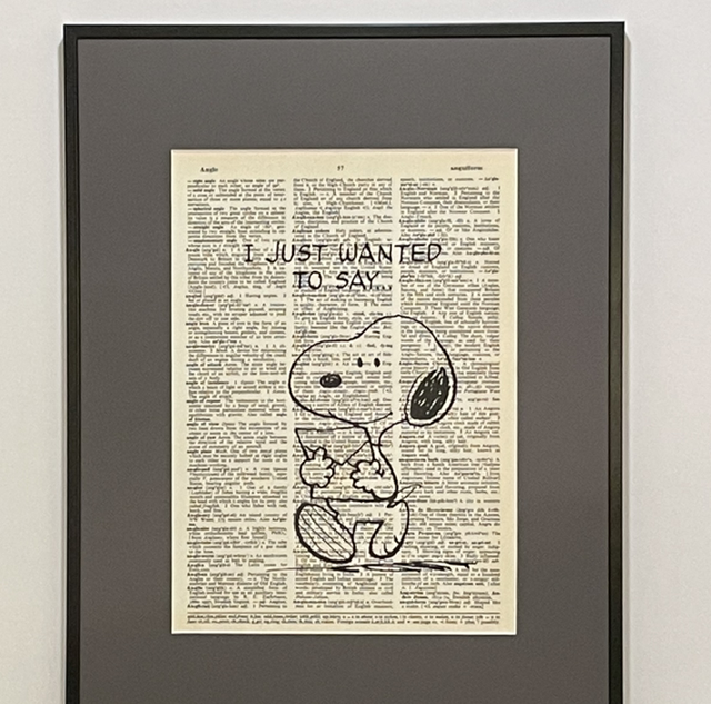 Snoopy just wanted to say - bedruckte Buchseite gerahmt 
