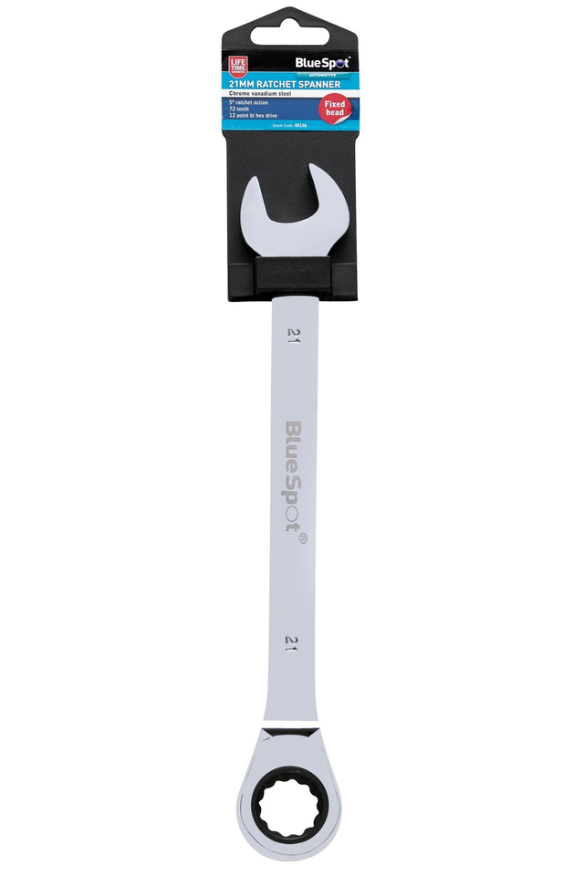 21 mm BlueSpot Fixed Head Ratchet Spanner Combination Wrench Metric
