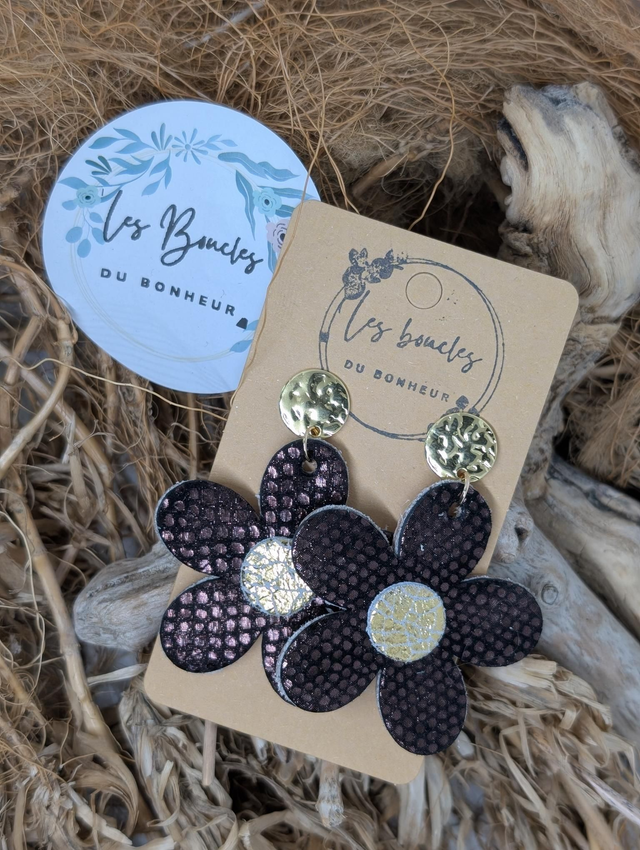 Boucles d&#039;oreilles Baby Marguerite bordeaux bm040