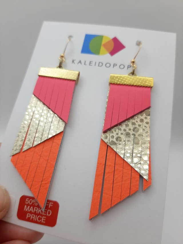 SALE! Fringed earrings - PINK / ORANGE