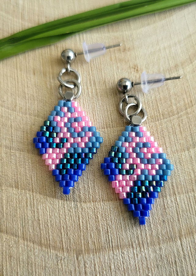 Boucles d'oreilles Mini bleu et rose