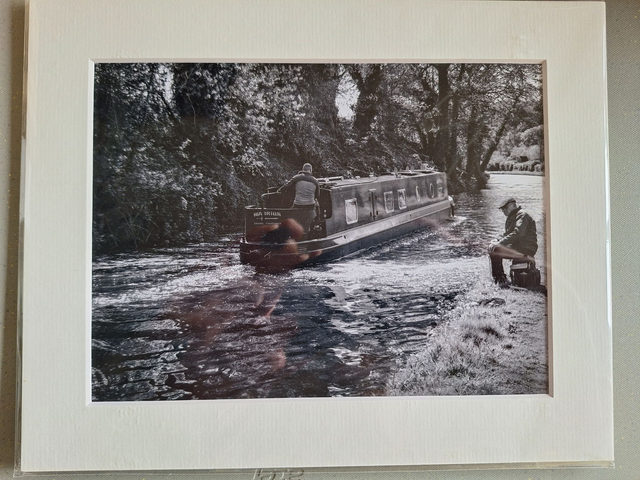 Mounted Photographs by Plantography - narrowboat on Staffordshire/ Shropshire border