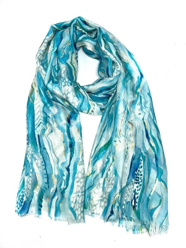 Grand Foulard Bleu Brillant LN-2  - Marque LINETA 