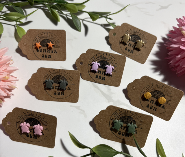 Handmade Turtle Clay Studs