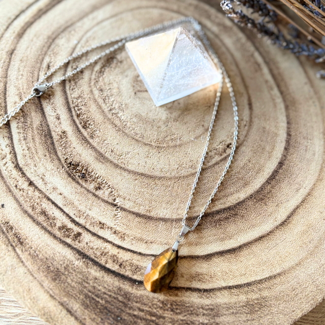 Collier Goutte en Oeil de Tigre