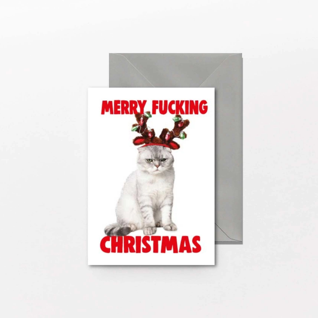 Merry Fucking Christmas - cat Christmas card