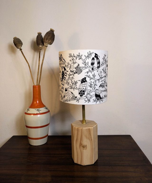 Abat-jour "Oiseaux" Vert