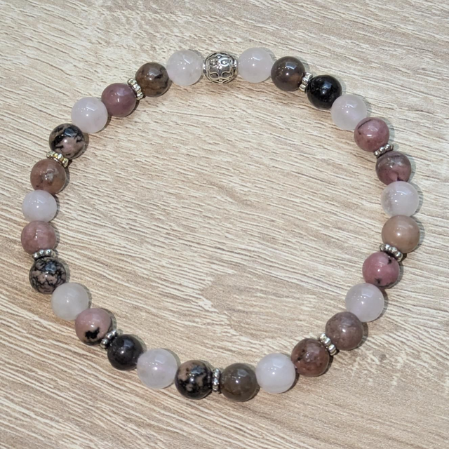 Bracelet "Rhodonite & Quartz rose" 6mm BR-100
