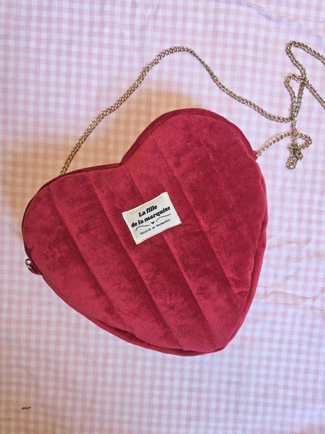 Sac bandoulière coeur rouge matelassé