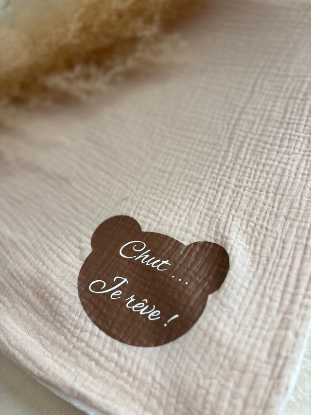 Couverture Beige en gaze de coton et polaire 