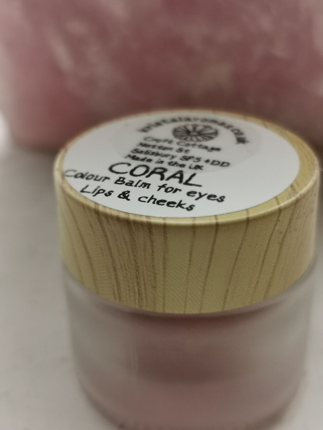 Colour Balm Coral FROSTED GLASS (for lips, cheeks and eye lids) WITH FREE BRUSH 10g