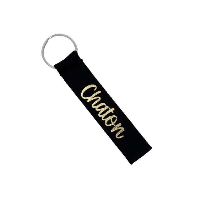 Porte Clé Noir et Doré Chaton