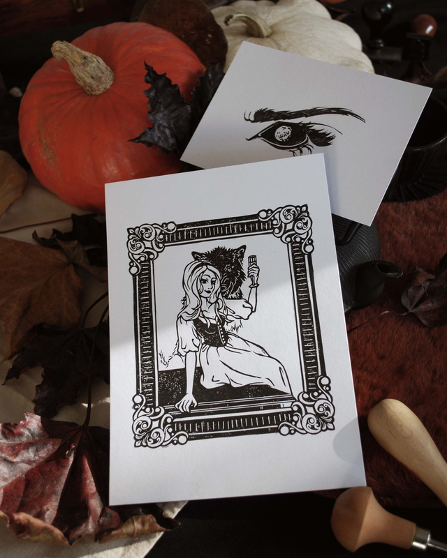 Portrait et totem louve