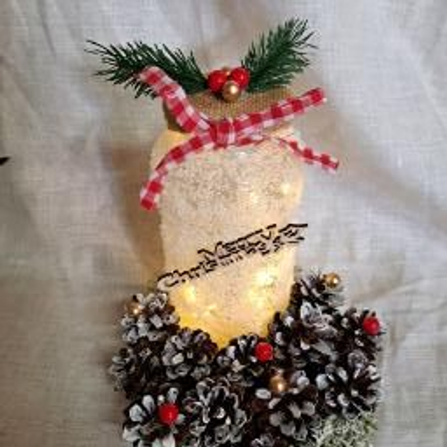 Photophore "Joyeux Noël" en Verre et Bois 