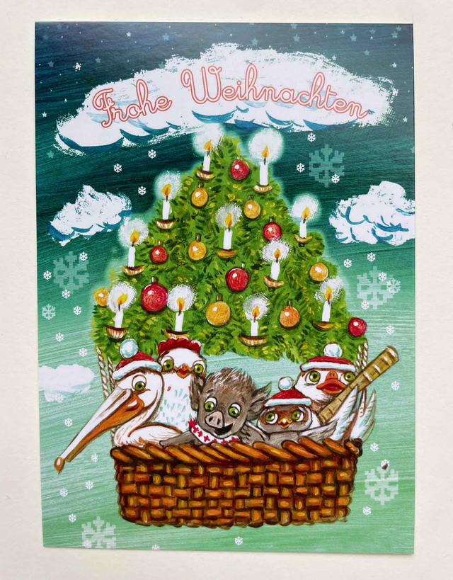 Postkarte Frohe Weihnachten Ballon