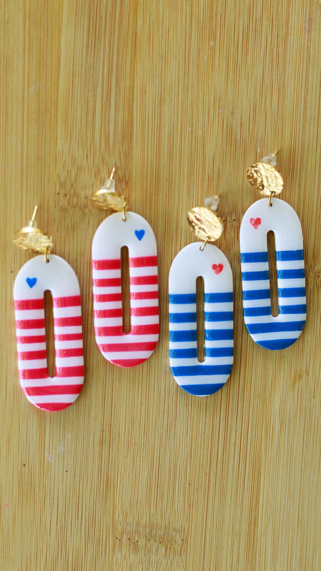 Boucles d'oreilles Marinières "Les Élégantes " 