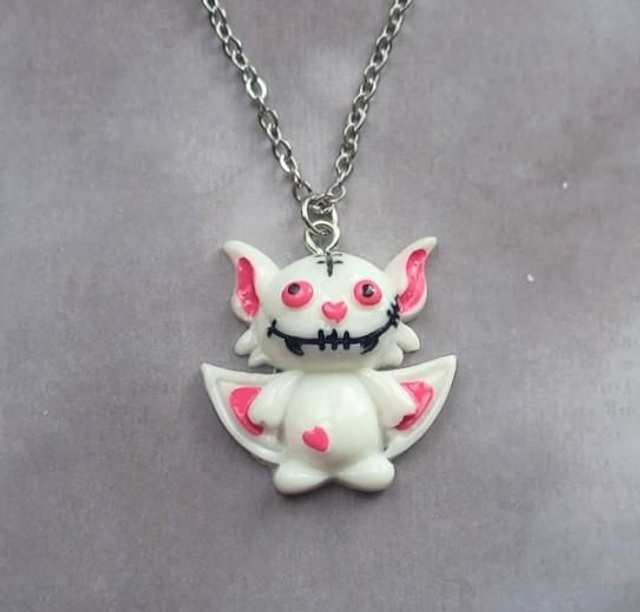 White Acrylic Bat Necklace 