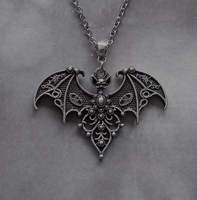 Elaborate Gothic Bat Necklace 