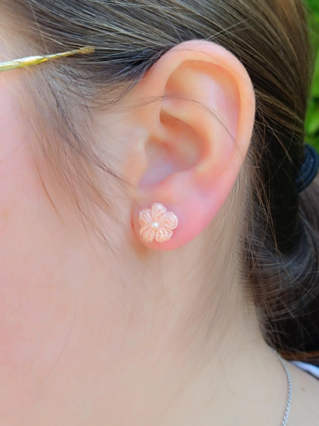 Puces d'oreilles SYDNEY en Micro-Crochet - Fait Main - Rose des Sables