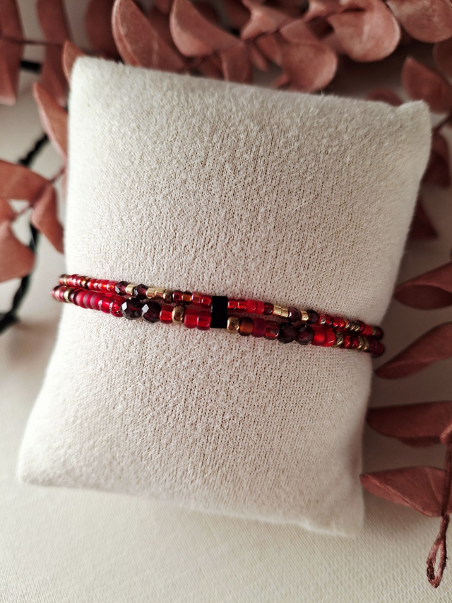Bracelet double Équinoxe - rouge doré 