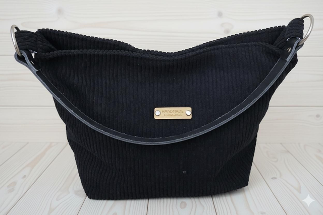 Sac à main porté épaule velours noir anse noire