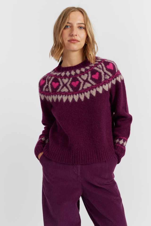 Mulberry Chinti &amp; Parker Wool Heart Fairisle Sweater