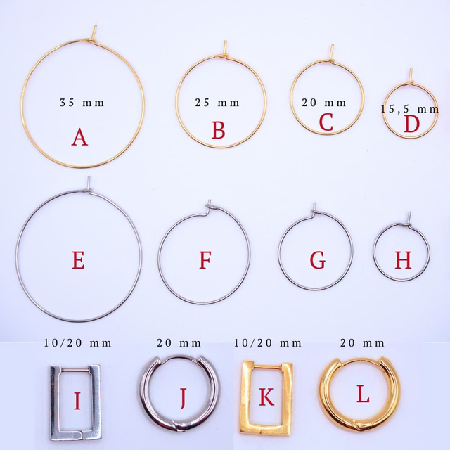 Créoles en acier inoxydable doré ou argenté pour personnalisation 