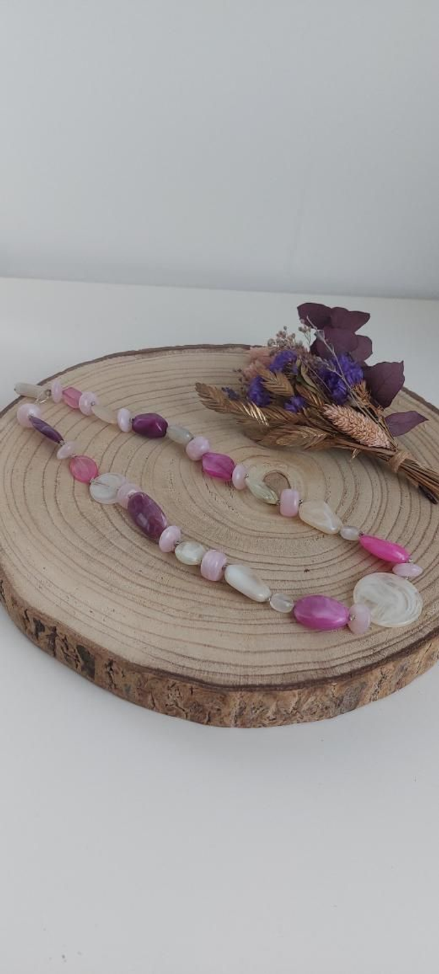 Collier Hector rose mauve 