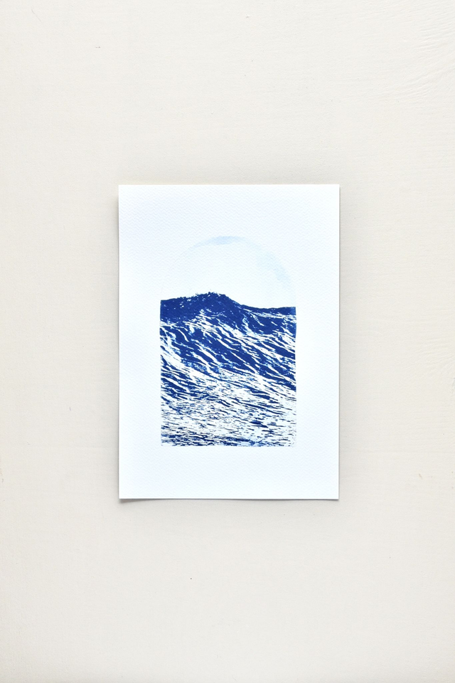 Affiche cyanotype photo de la mer - La vague, Cap Frehel