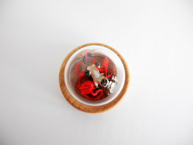 Siam kitten playing with twine - miniature pendant for pet lovers