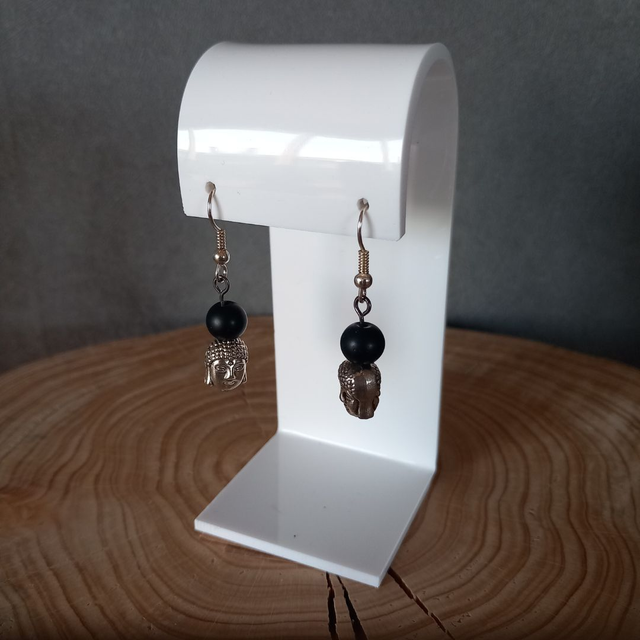 Boucles d&#039;oreilles en Onyx noir mat