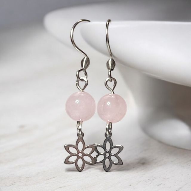 Rose Quartz natural stone earrings