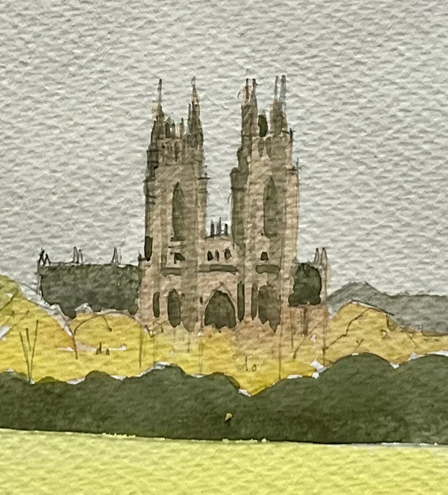 Beverley Minster from the Westwood. Watercolour original 15x11 inch.