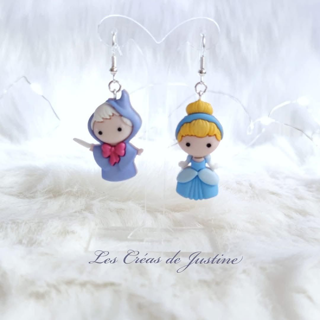 Boucles d&#039;oreilles cendrillon et marraine la bonne fée 