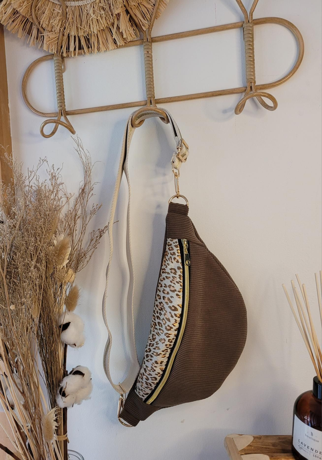 Banane velours côtelé marron léopard 