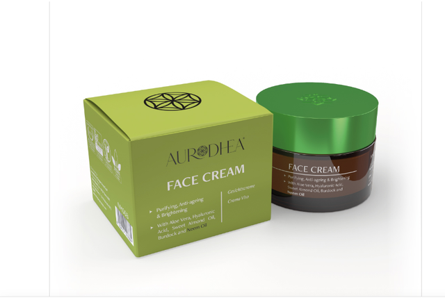 Crème visage à l’huile de Neem - 50 ml Enrichi en Aloe Vera, Acide hyaluronique, Bardane et Huile d'Amande douce