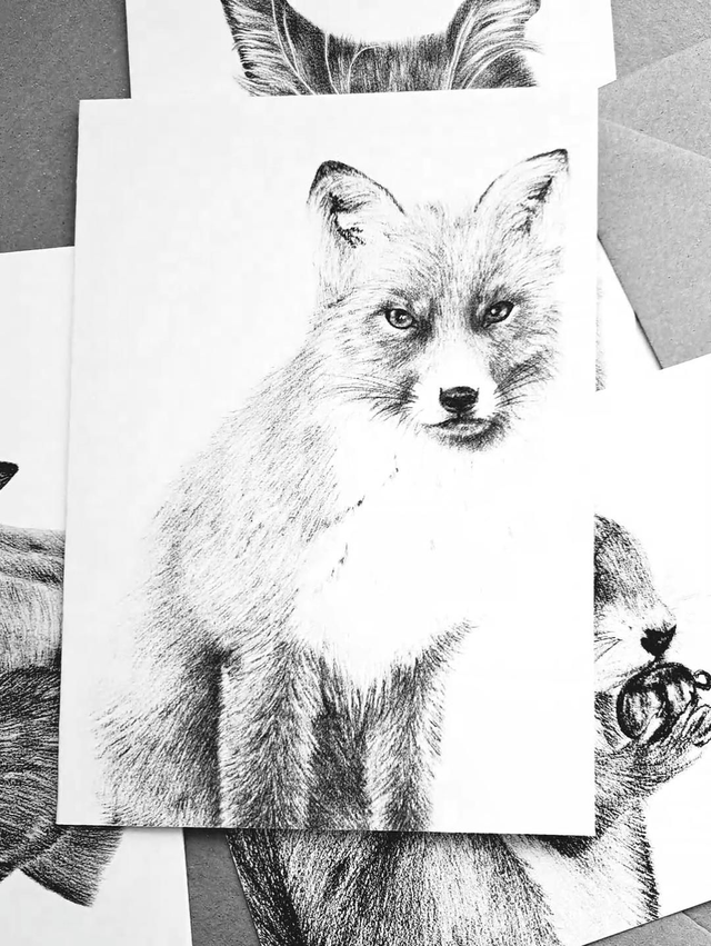 Standing Fox Greetings Cards